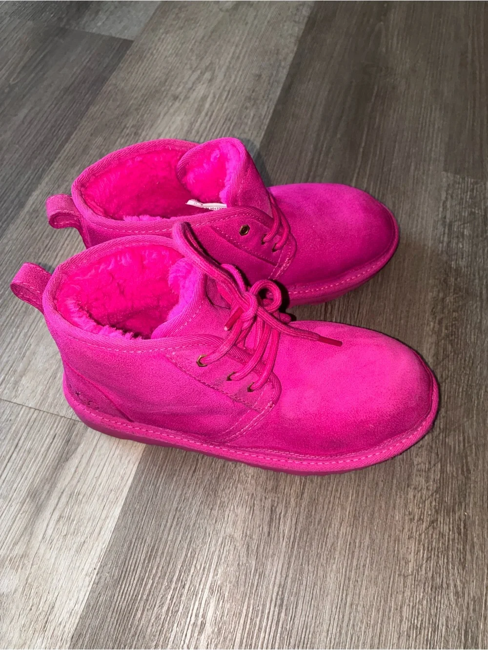 UGG Kids Hot Pink Lace-Up Fleece Boots kids size 4